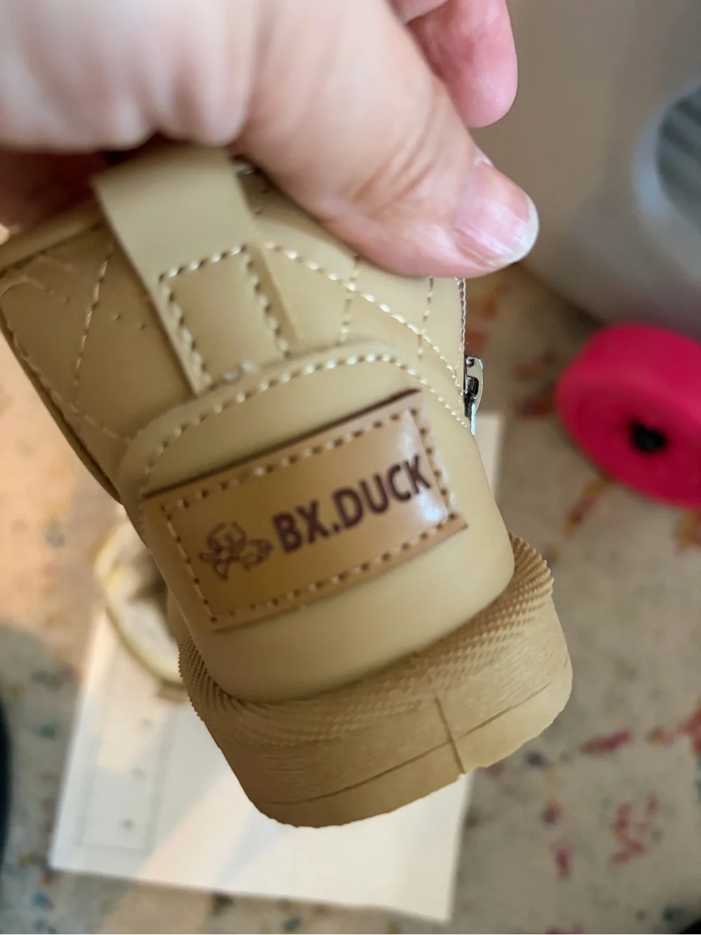 Quilted Faux-Shearling Lined Toddler Boots - Tan
